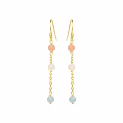 SUSANNE FRIIS BJØRNER SØLV FORGYLDT ØRERINGE MED MÅNESTEN OG AQUAMARIN - 5661-2-577