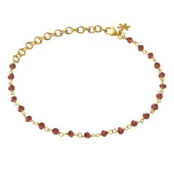 SUSANNE FRIIS BJØRNER SØLV FORGYLDT ARMBÅND MED GRANAT - 1433-2-134