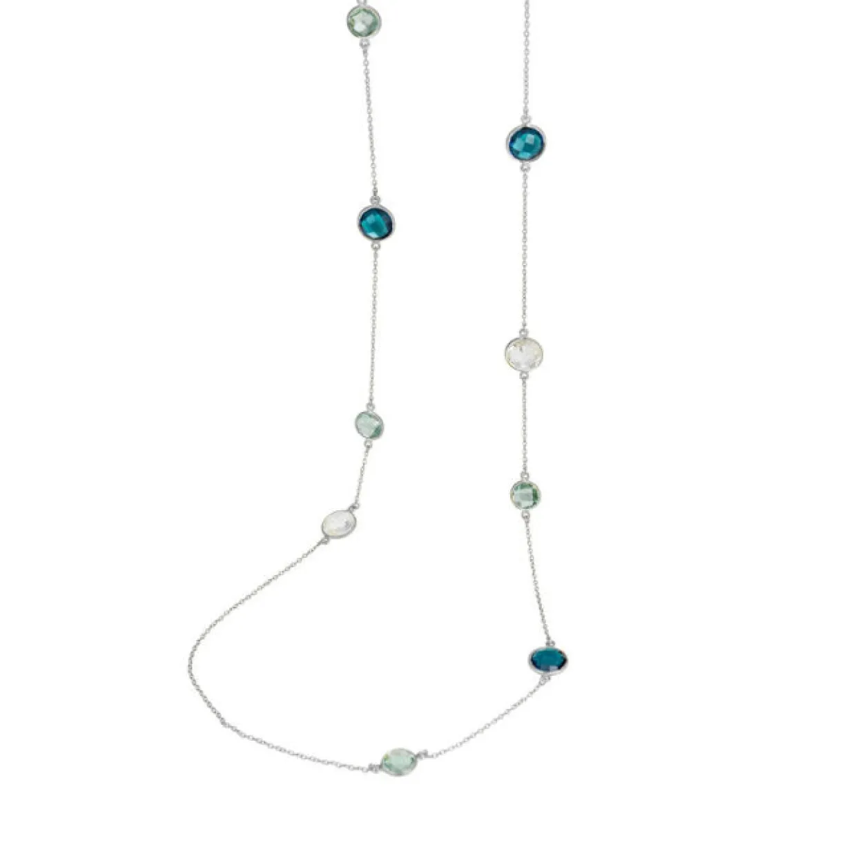 SUSANNE FRIIS BJØRNER SØLV HALSKÆDE MIX AF KRYSTALLER - 1297-1-520