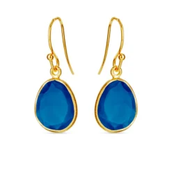 SUSANNE FRIIS BJØRNER SØLV FORGYLDT ØRERINGE FACET BLÅ KRYSTAL - 5568-2-113