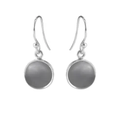SUSANNE FRIIS BJØRNER SØLV ØRERINGE CABOCHON GRÅ AGAT -5521-1-103