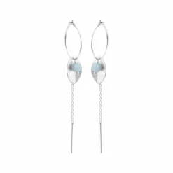 SUSANNE FRIIS BJØRNER SØLV ØRERINGE CREOL MED AQUAMARIN - 5629-1-156