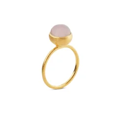 SUSANNE FRIIS BJØRNER SØLV FORGYLDT RING MED 8 MM LYSERØD KRYSTAL -1692-2-112-48