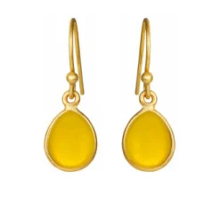 SUSANNE FRIIS BJØRNER SØLV FORGYLDTE ØRERINGE MED GUL OPAL KRYSTAL - 5249-2-202