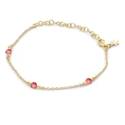 SUSANNE FRIIS BJØRNER SØLV ARMBÅND MED PINK KRYSTAL - 1585-2-183