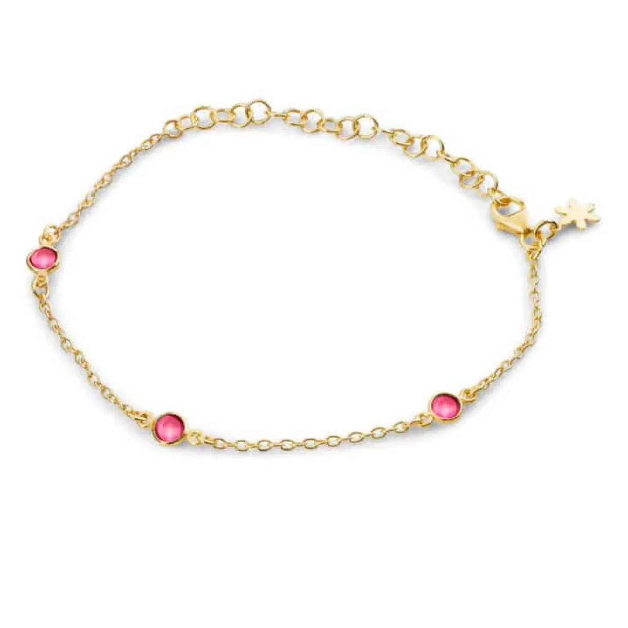 SUSANNE FRIIS BJØRNER SØLV ARMBÅND MED PINK KRYSTAL - 1585-2-183