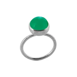 SUSANNE FRIIS BJØRNER SØLV RING MED GRØN AGAT STR 48- 1678-1-102