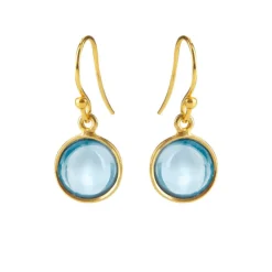 SUSANNE FRIIS BJØRNER SØLV FORGYLDT ØRERINGE SYNTETISK BLÅ TOPAZ - 5521-2-186