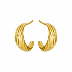 SUSANNE FRIIS BJØRNER SØLV FORGYLDT ØRERINGE MØNSTER HALVCREOL - 5651-21