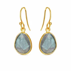 SUSANNE FRIIS BJØRNER SØLV FORGYLDT ØRERINGE MED FACET LABORIT - 5568-2-127