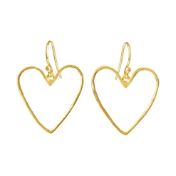 SUSANNE FRIIS BJØRNER SØLV FORGYLDTE ØRERINGE MED HJERTE HAMRET 25MM - 5703-2-25
