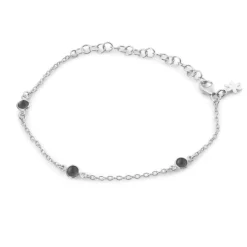 SUSANNE FRIIS BJØRNER SØLV ARMBÅND SORT AGAT - 1585-1-101