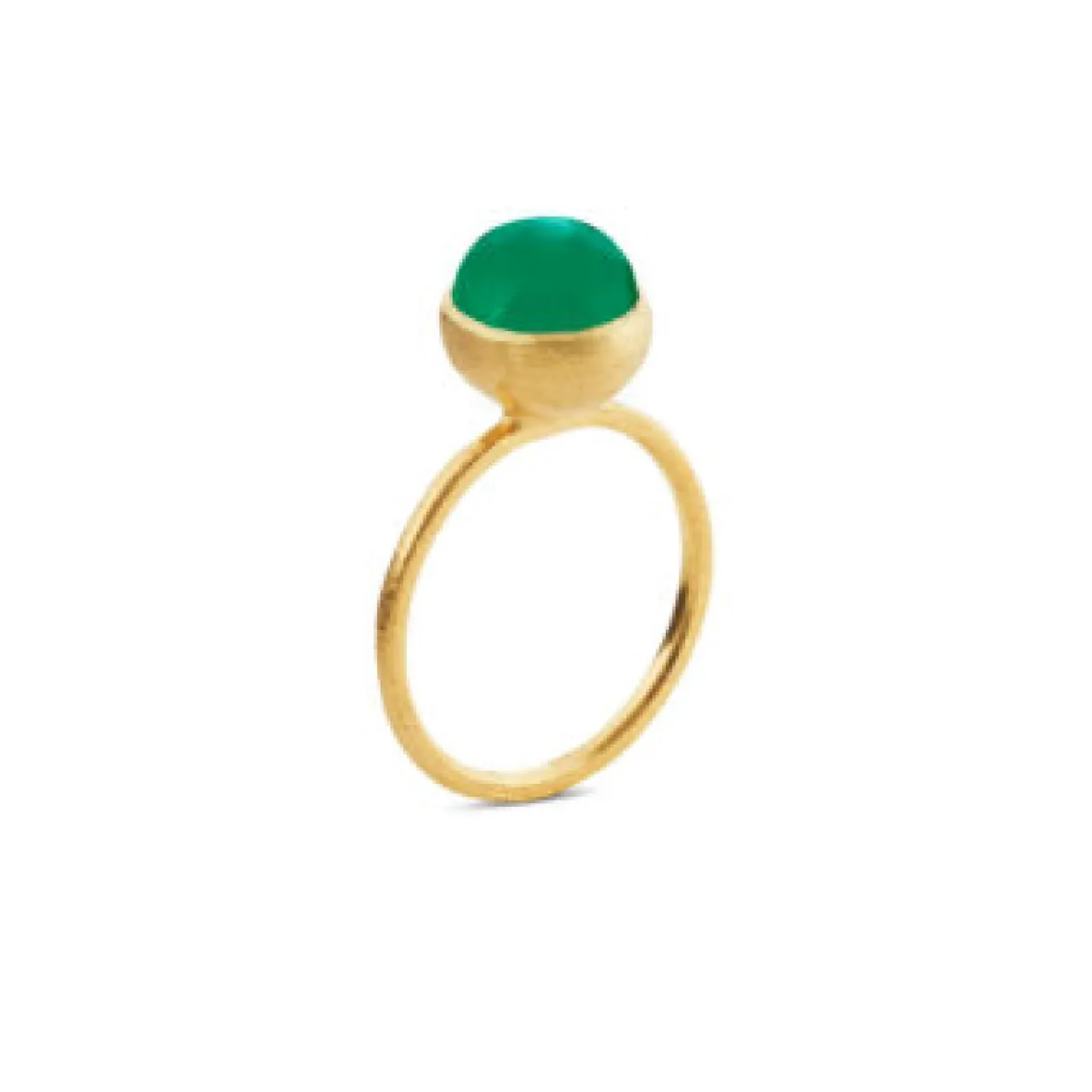 SUSANNE FRIIS BJØRNER SØLV FORGYLDT RING GRØN AGAT - 1692-2-102