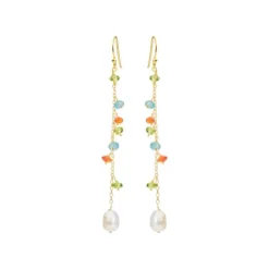 SUSANNE FRIIS BJØRNER SØLVFORGYLDT ØRERINGE MED STEN - 5665-2-582