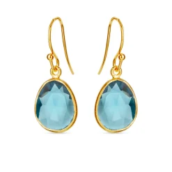 SUSANNE FRIIS BJØRNER SØLVFORGYLDE ØRERINGE LONDON BLUE STEN - 5568-2-174