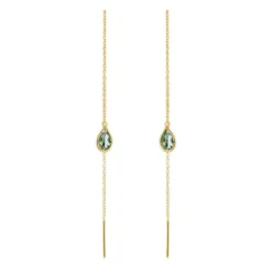 SUSANNE FRISS BJØRNER SØLV FORGYLDT ØRERINGE GRØN KVARTS - 5560-2-107