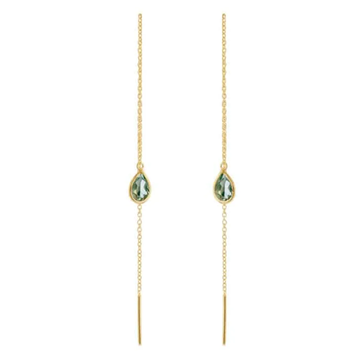 SUSANNE FRISS BJØRNER SØLV FORGYLDT ØRERINGE GRØN KVARTS - 5560-2-107