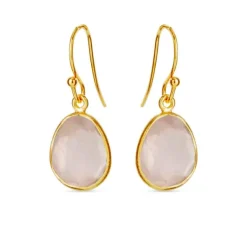 SUSANNE FRISS BJØRNER SØLV FORGYLDT ØRERINGE ROSA QUARTS - 5568-2-106