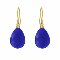 SUSANNE FRISS BJØRNER SØLV FORGYLDTE ØRERINGE MED BLÅ KRYSTAL - 5275-2-113