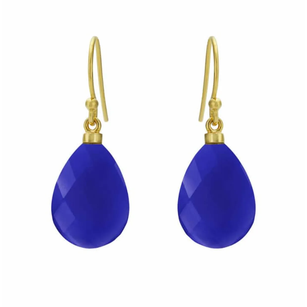 SUSANNE FRISS BJØRNER SØLV FORGYLDTE ØRERINGE MED BLÅ KRYSTAL - 5275-2-113