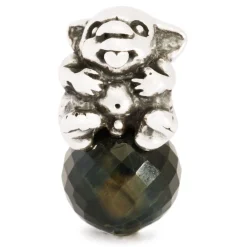 TROLLBEADS BABYTROLD SØLV KUGLE MED BLÅ TIGERØJE - TAGBE-00125