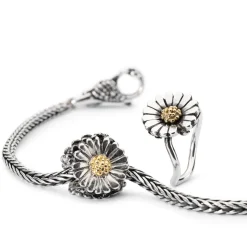 TROLLBEADS BELLIS RING SØLV MED 18 KARAT GULD MIDTE STØRRELSE 59 - TAGRI-00219