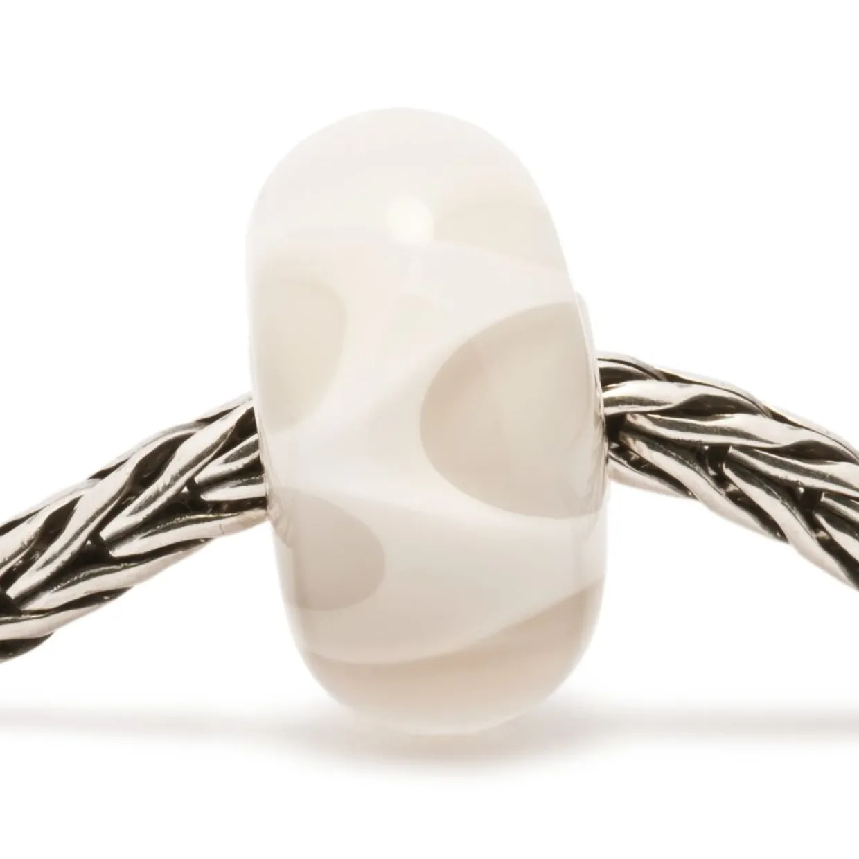 TROLLBEADS 'HVIDE PAPIRFOLDER' GLAS KUGLE - TGLBE-10124