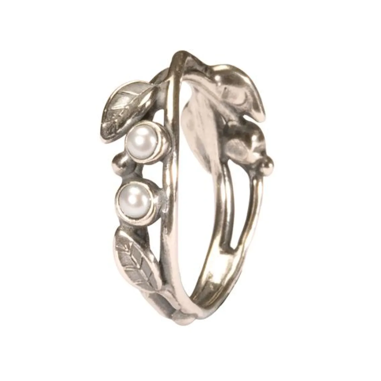 TROLLBEADS PERLE RING MED BLADE SØLV STØRRELSE 57 - R5103