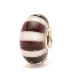 TROLLBEADS 'SORT/HVID STRIBE' GLAS KUGLE - TGLBE-10028