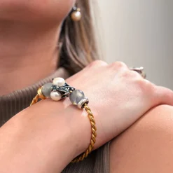 TROLLBEADS 'STILLE SKØNHED' SØLV LED MED PERLER - TAGBE-00287