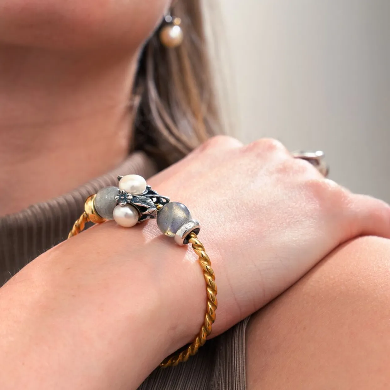 TROLLBEADS 'STILLE SKØNHED' SØLV LED MED PERLER - TAGBE-00287