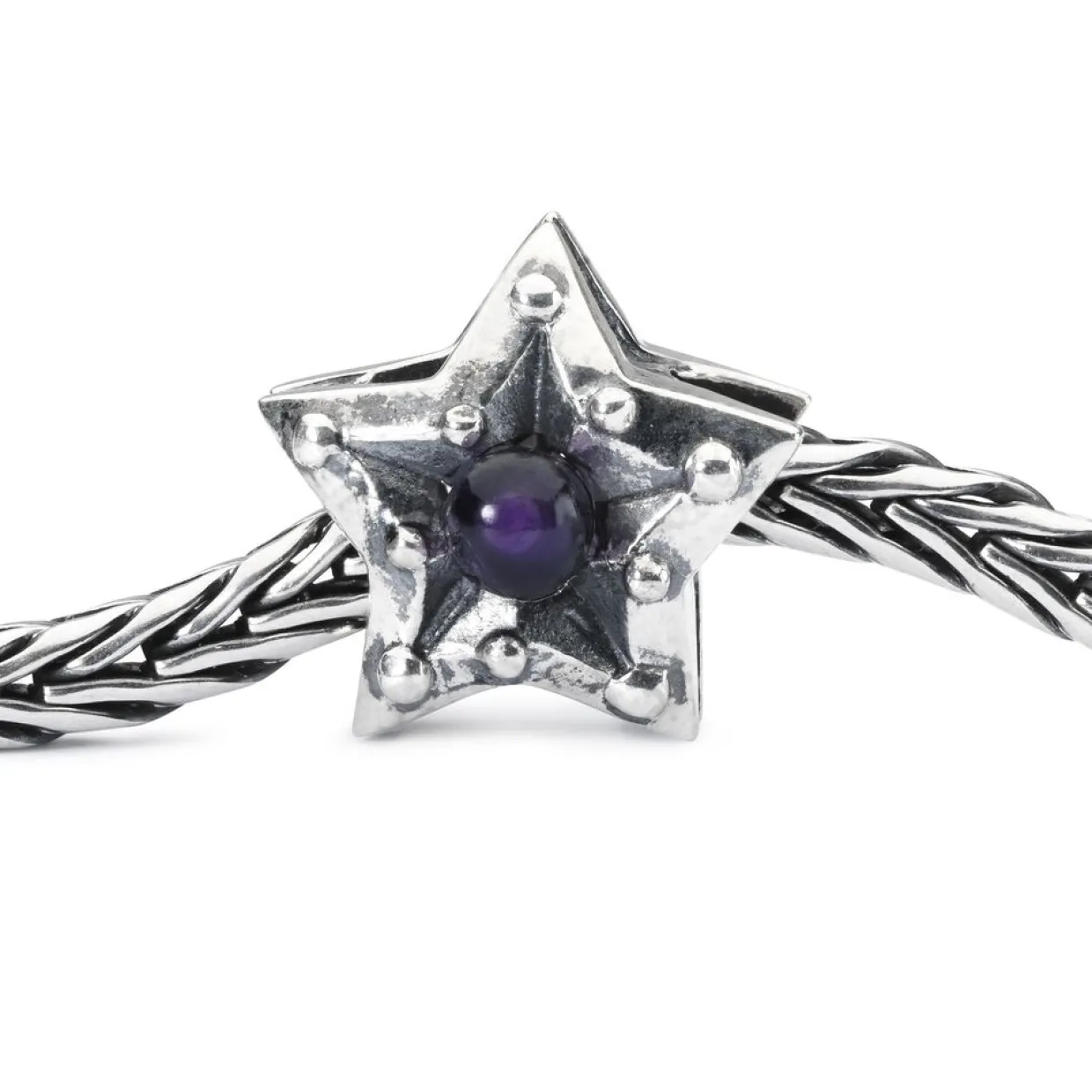 TROLLBEADS 'STJERNE AF RO' SØLV KUGLE MED AMETYST - TAGBE-00221